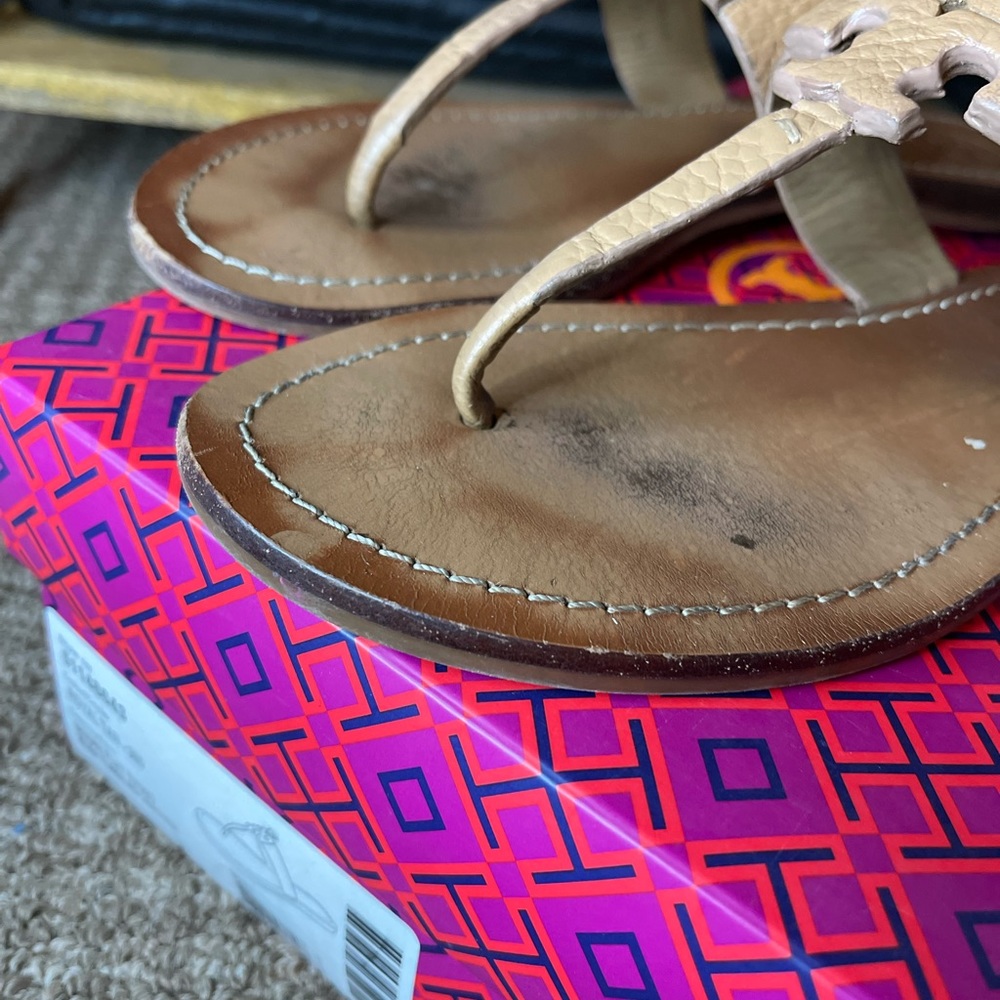 Women’s Tory Burch Moore Flat Thong Sandals Elba tumbled leather size 8 - Picture 4 of 10